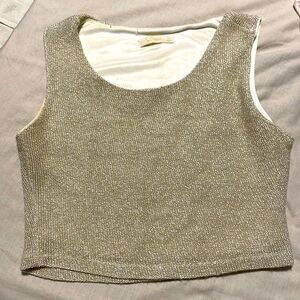 Mesh crop top gold tone